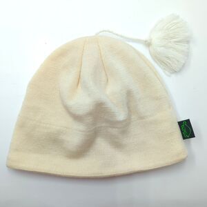 Turtlefur Made in Canada Merino Wool Beanie Hat Ecru Tassel Pom Fleece Headband